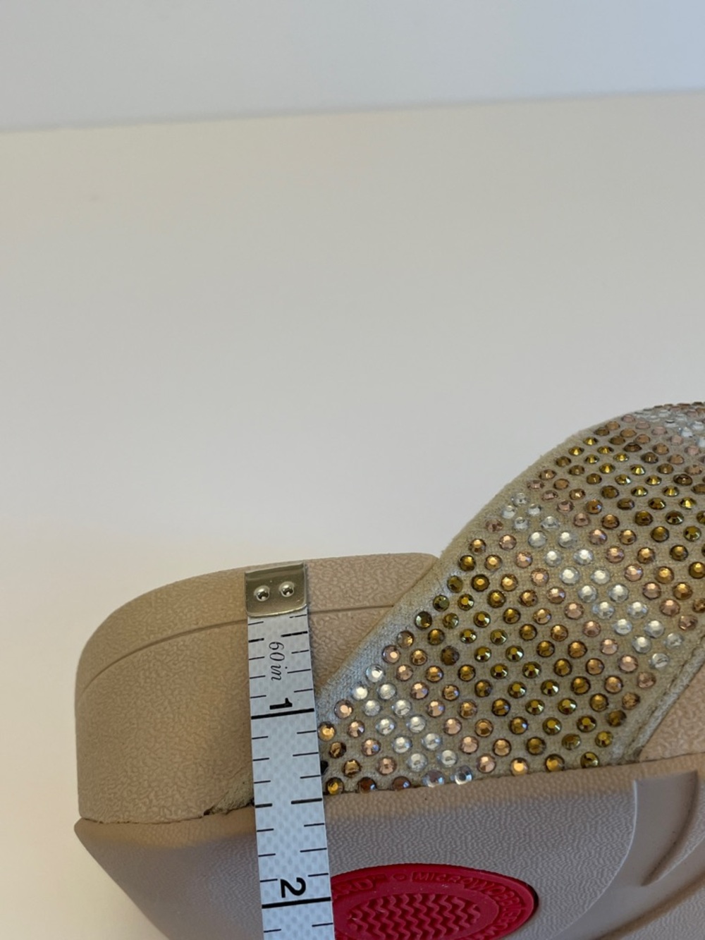 FitFlop Gold Tone “Lulu” Crystal Mix Metallic Criss-Cross Slides - Picture 14 of 16